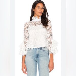 Endless rose ribbon ties crochet lace top